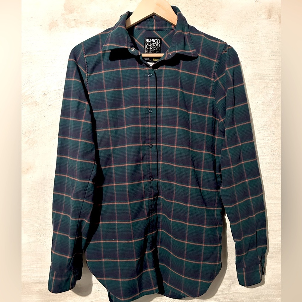Burton Women’s Teal and Navy Plaid Button-Down Shirt